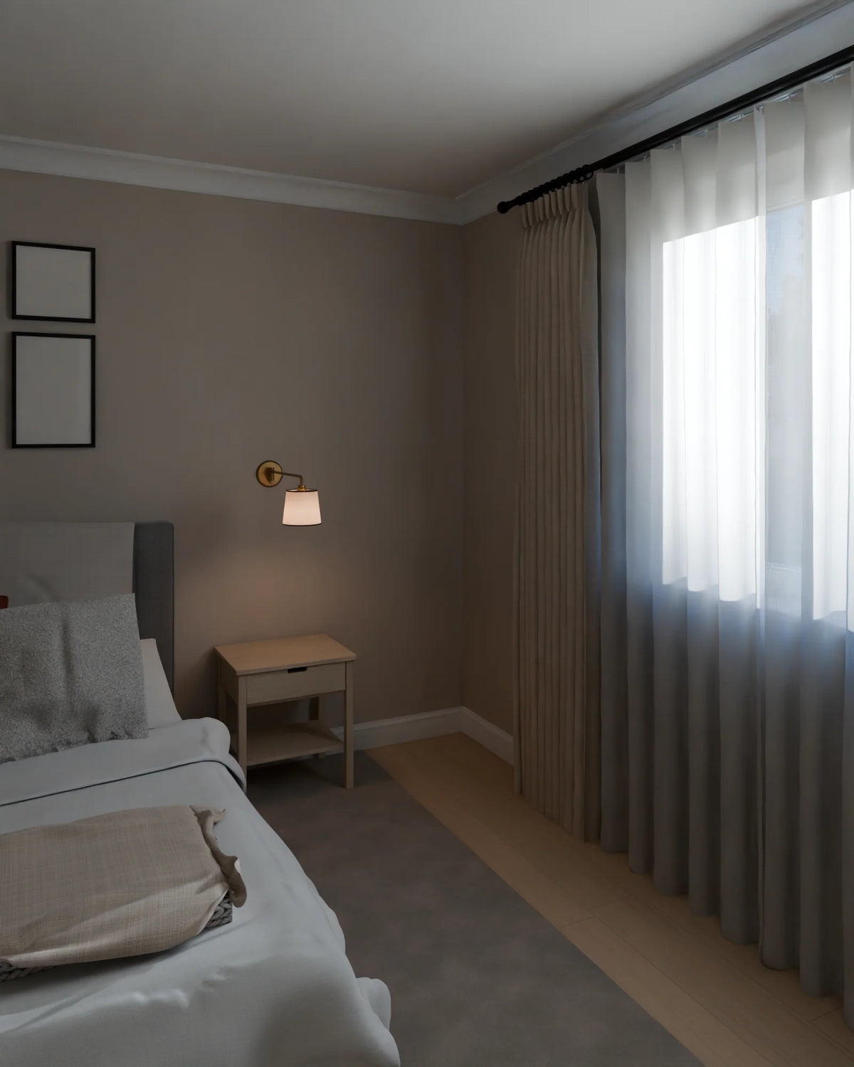 Primary Bedroom scene from Linden House, portrait view (render of the delivered scene)