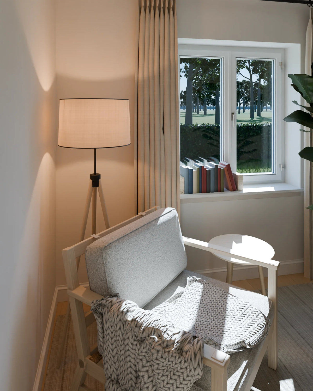 Reading Nook scene from Linden House, portrait view (render of the delivered scene)