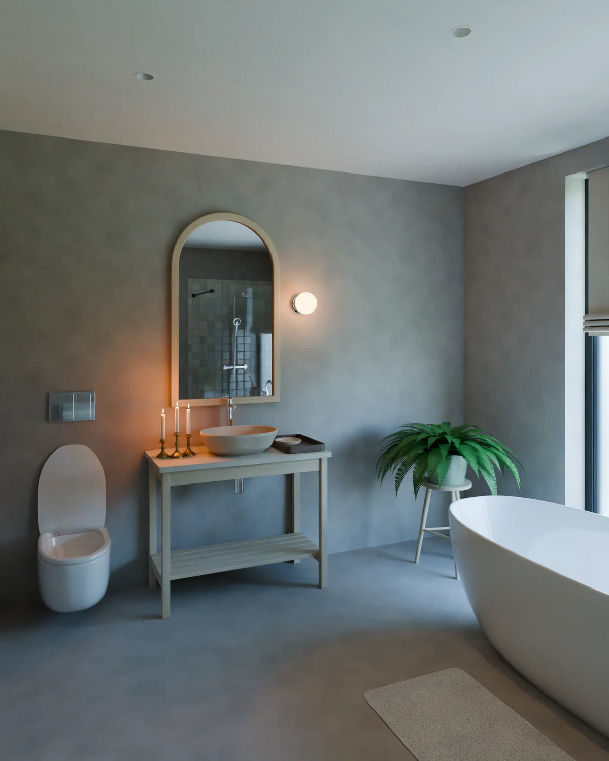 Spa Ensuite scene from Linden House, portrait view (render of the delivered scene)