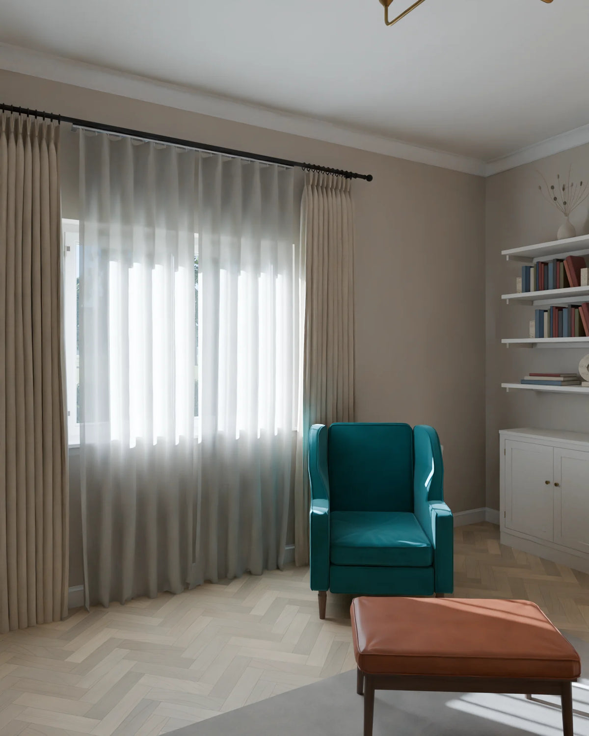 Townhouse Salon scene from Linden House, portrait view (render of the delivered scene)