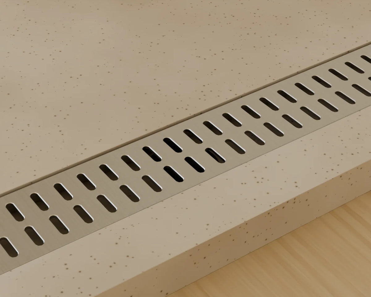 Low-Profile Shower Tray, close-up detail render
