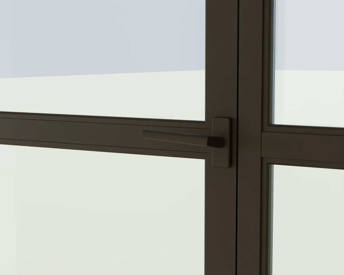 Steel Grid Window, close-up detail render