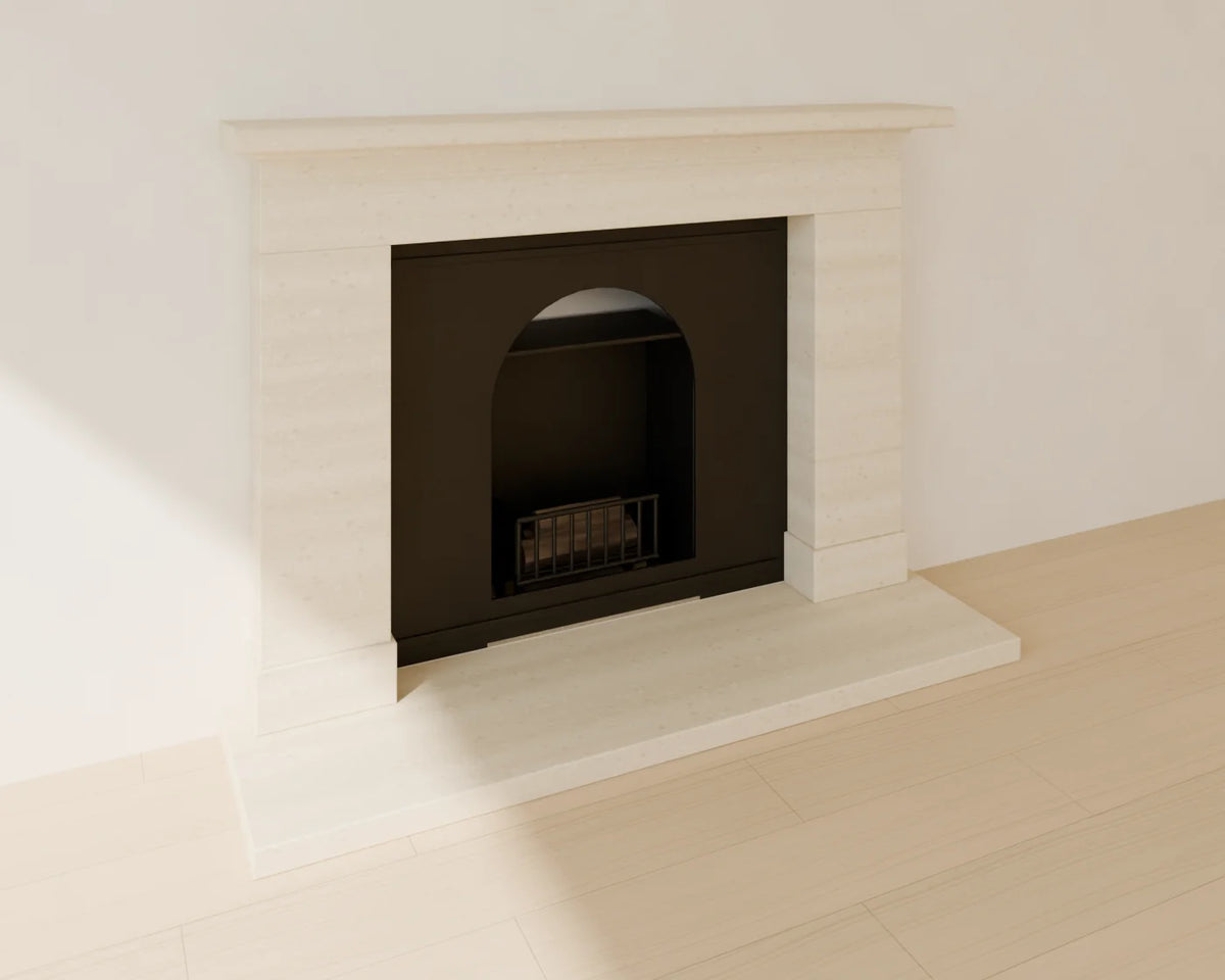 Stone Mantel Fireplace, Linden House 3D asset, studio render