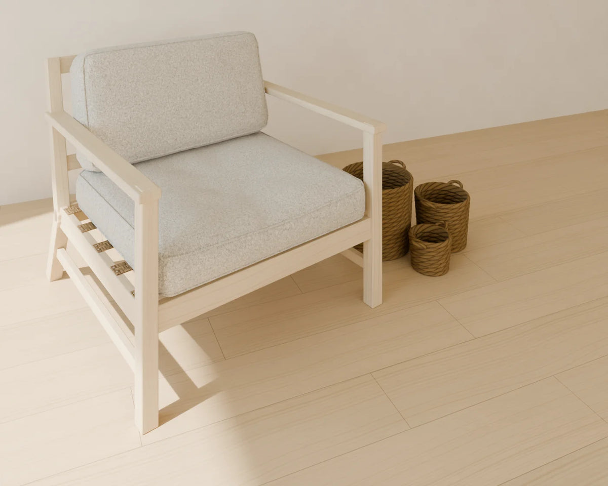 Woven Basket Set styled in a Linden House room with the lounge armchair (sold separately)