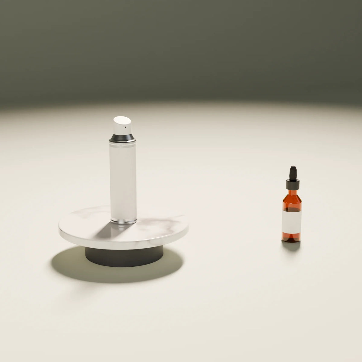 Aerosol Can styled in a Still Studio set with the floating disc podium and dropper bottle (sold separately)