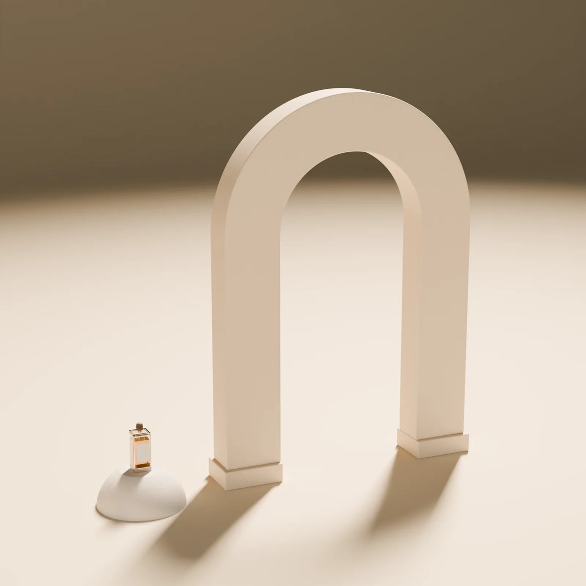 Freestanding Arch styled in a Still Studio set with the cut dome podium and spirits bottle (sold separately)