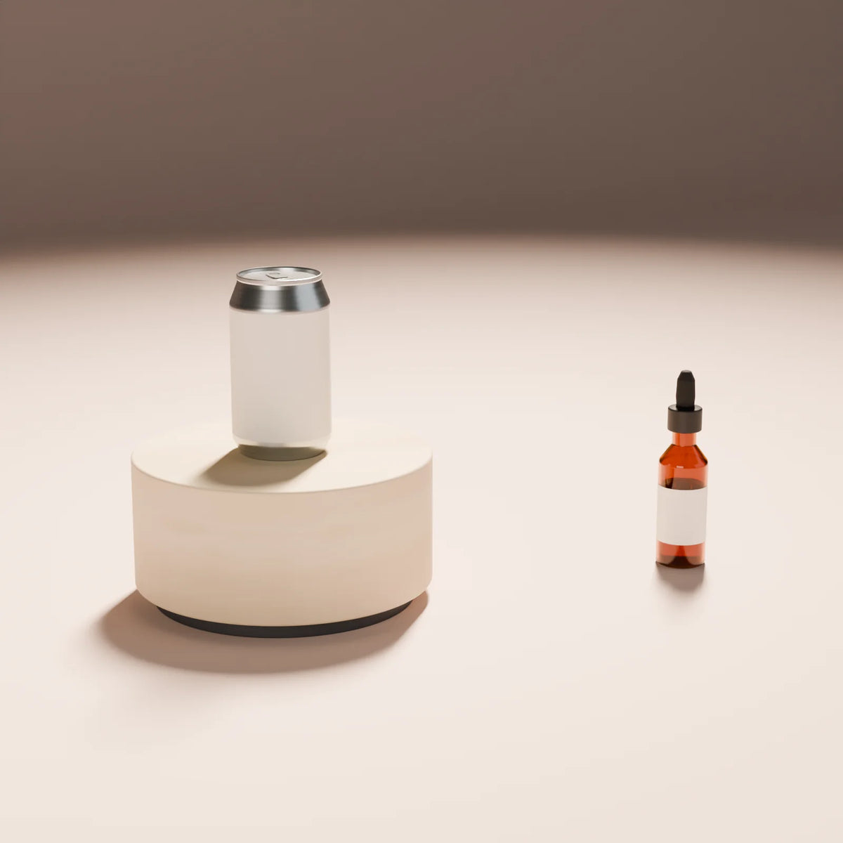 Beverage Can styled in a Still Studio set with the drum podium and dropper bottle (sold separately)