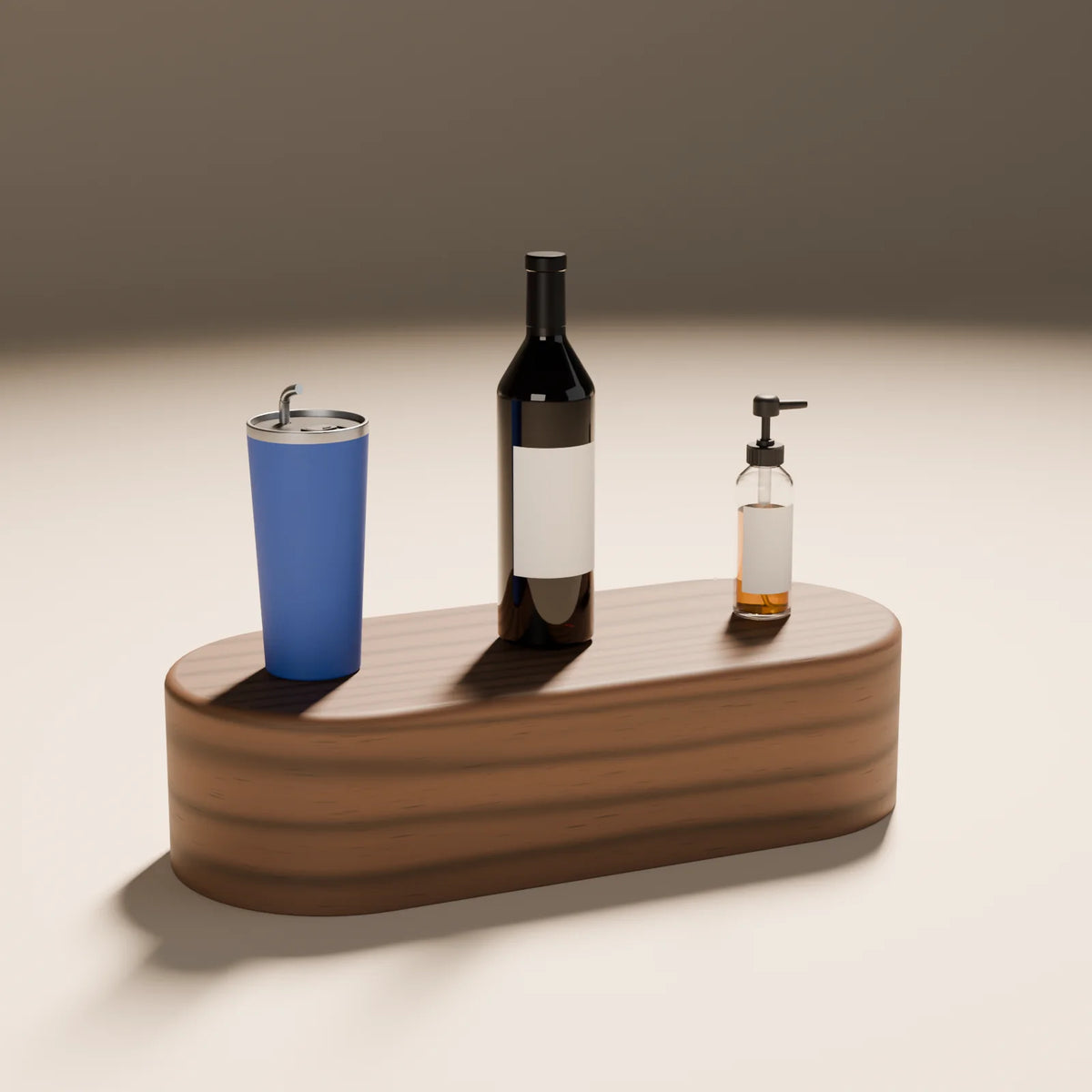 Capsule Plinth styled in a Still Studio set with the wine bottle, insulated tumbler and pump bottle (sold separately)