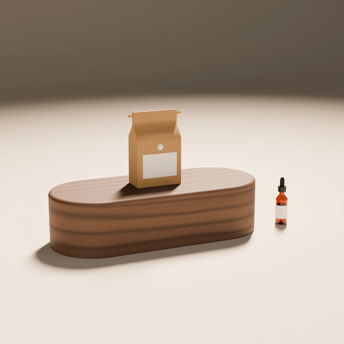 Coffee Bag styled in a Still Studio set with the capsule plinth and dropper bottle (sold separately)