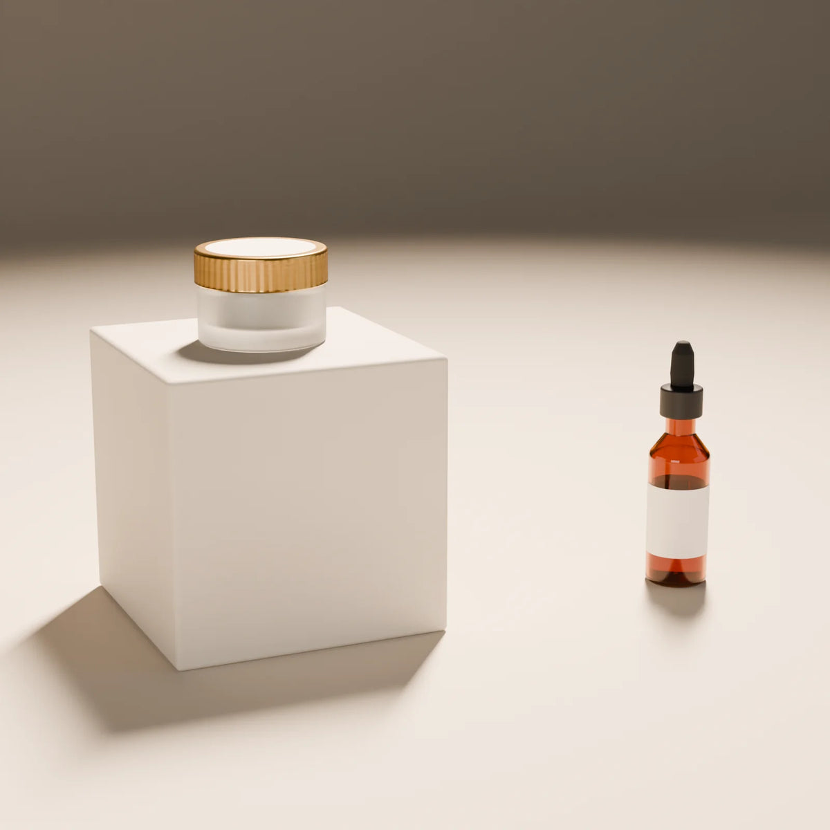 Cream Jar styled in a Still Studio set with the block plinth and dropper bottle (sold separately)