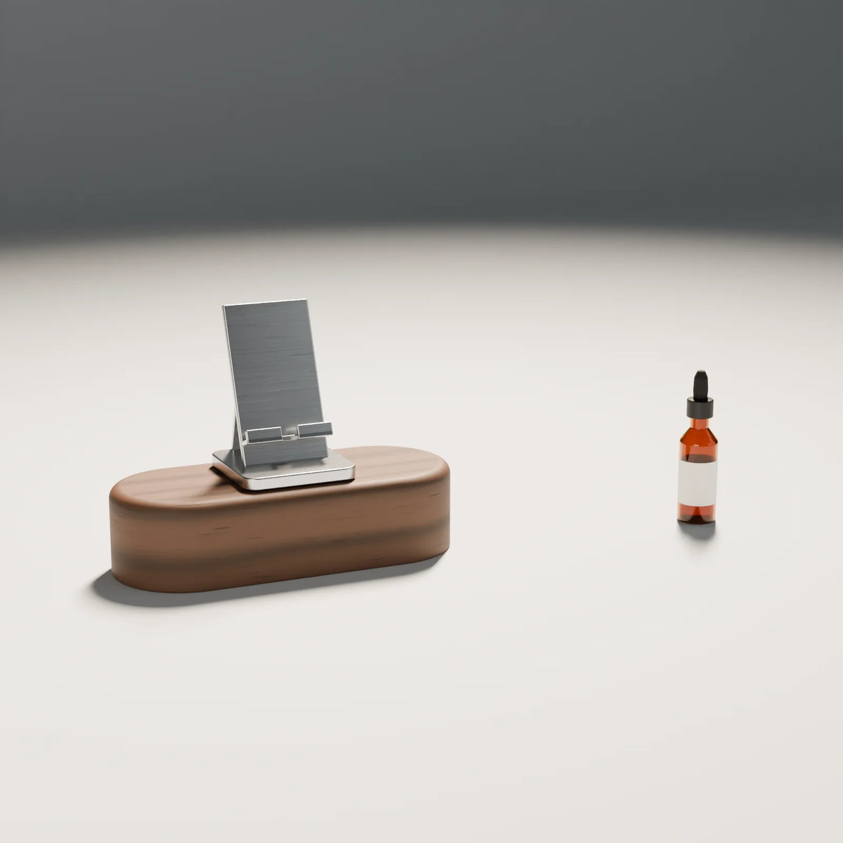 Device Stand styled in a Still Studio set with the capsule plinth and dropper bottle (sold separately)