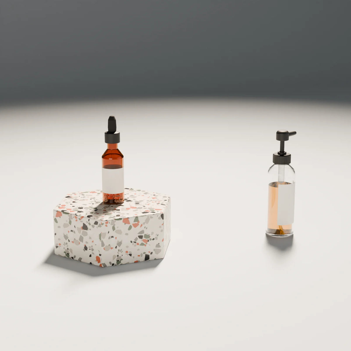 Dropper Bottle styled in a Still Studio set with the hex podium and pump bottle (sold separately)