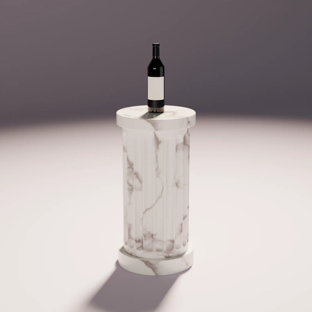 Fluted Column Pedestal styled in a Still Studio set with the wine bottle (sold separately)