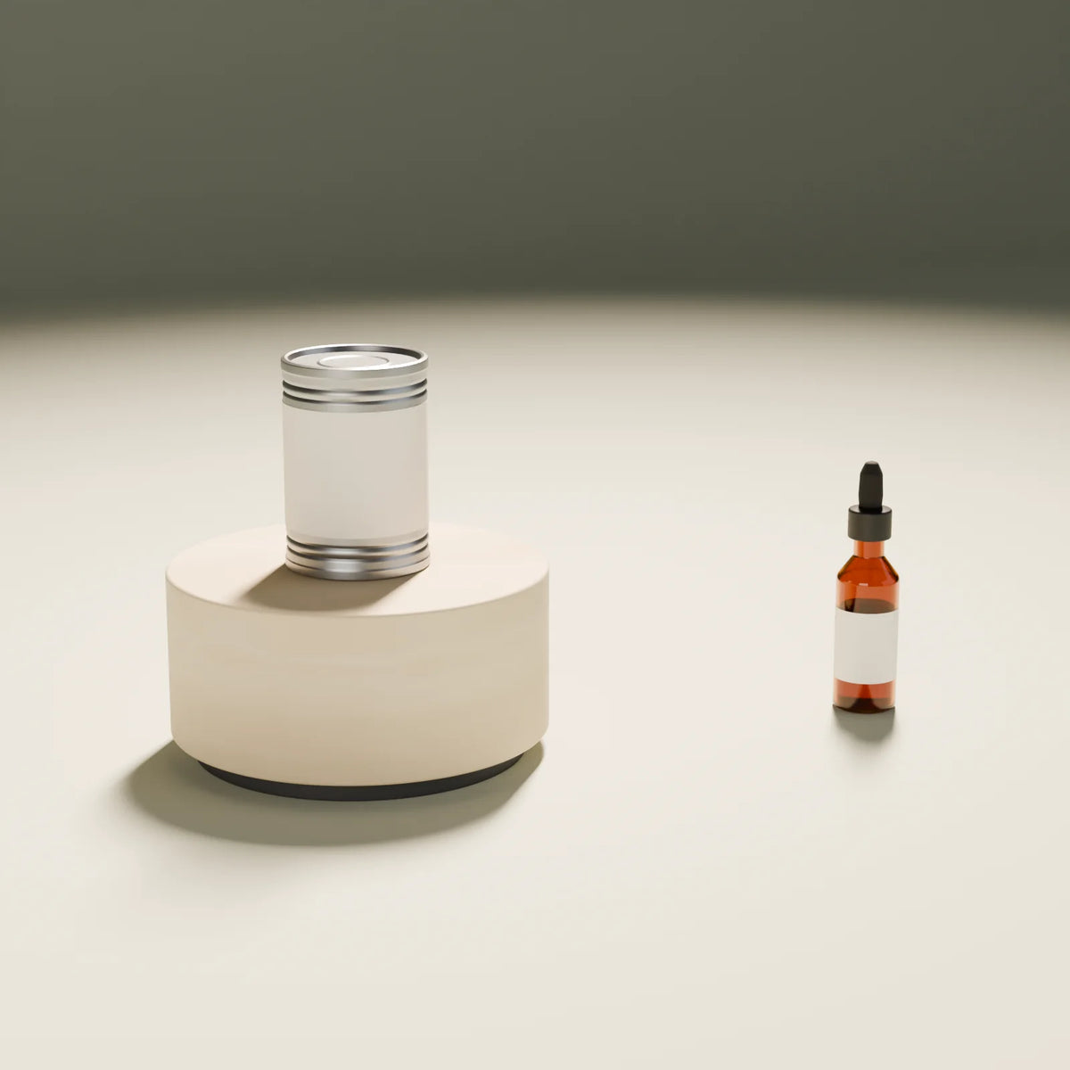 Food Tin styled in a Still Studio set with the drum podium and dropper bottle (sold separately)