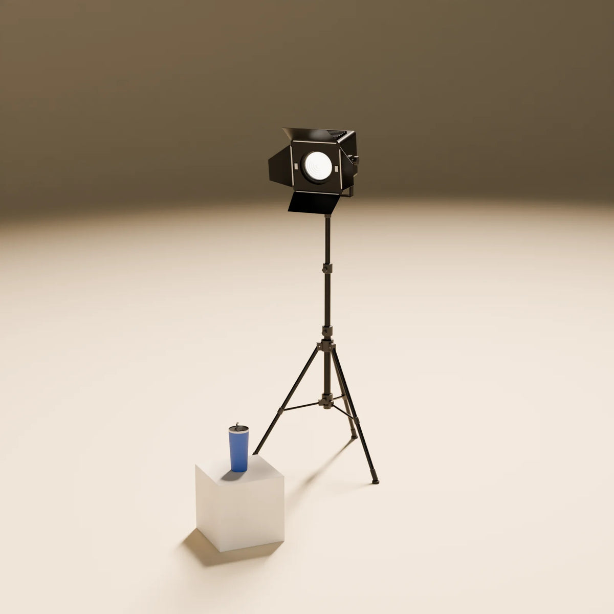 Fresnel Spotlight styled in a Still Studio set with the block plinth and insulated tumbler (sold separately)