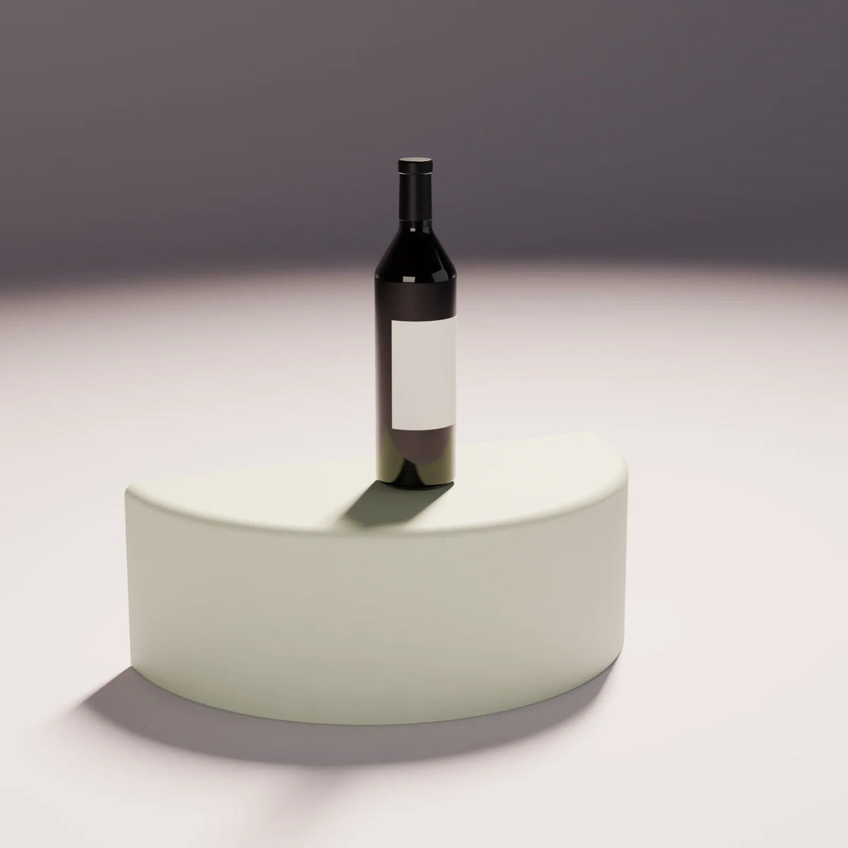 Half-Round Podium styled in a Still Studio set with the wine bottle (sold separately)