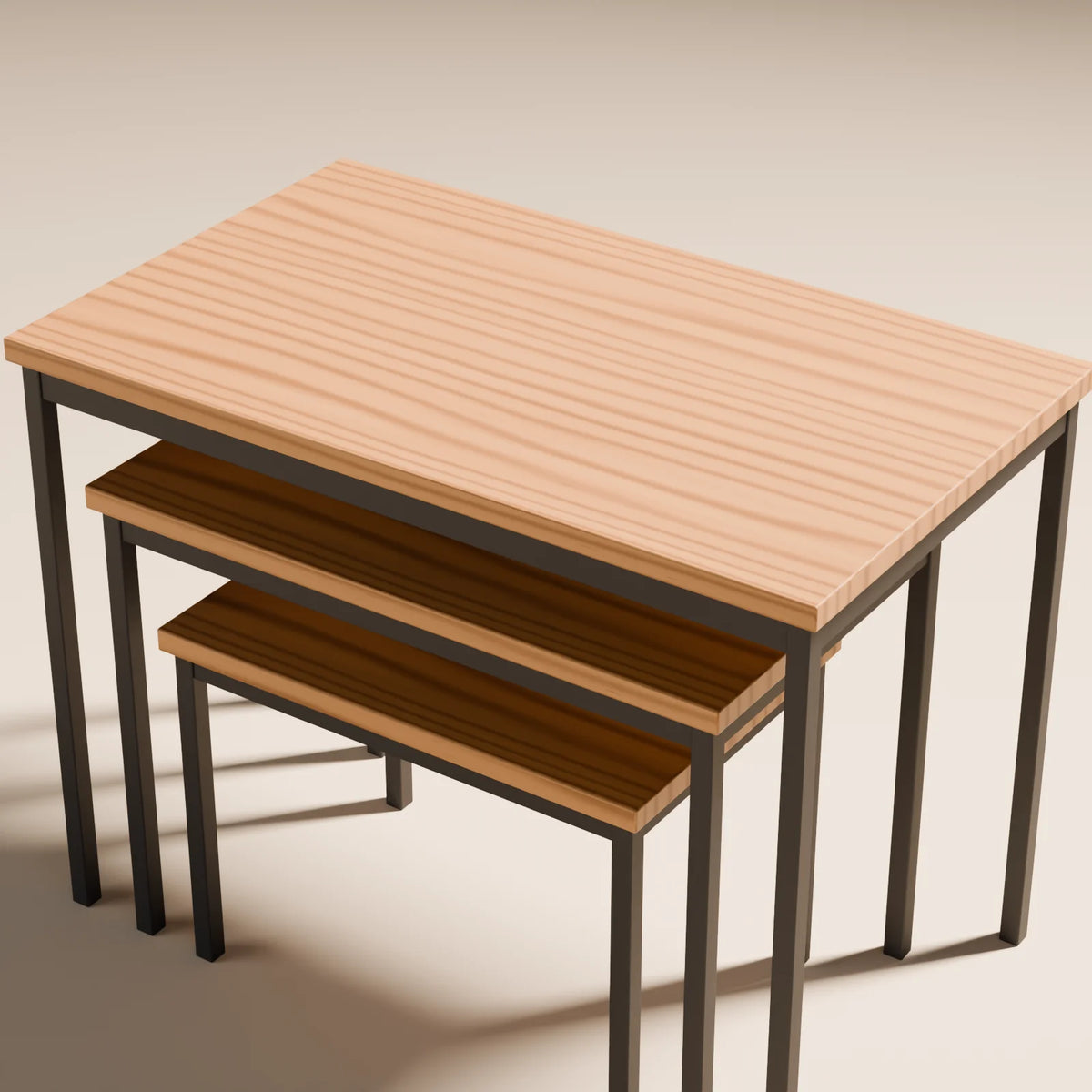Nesting Display Tables, close-up detail render