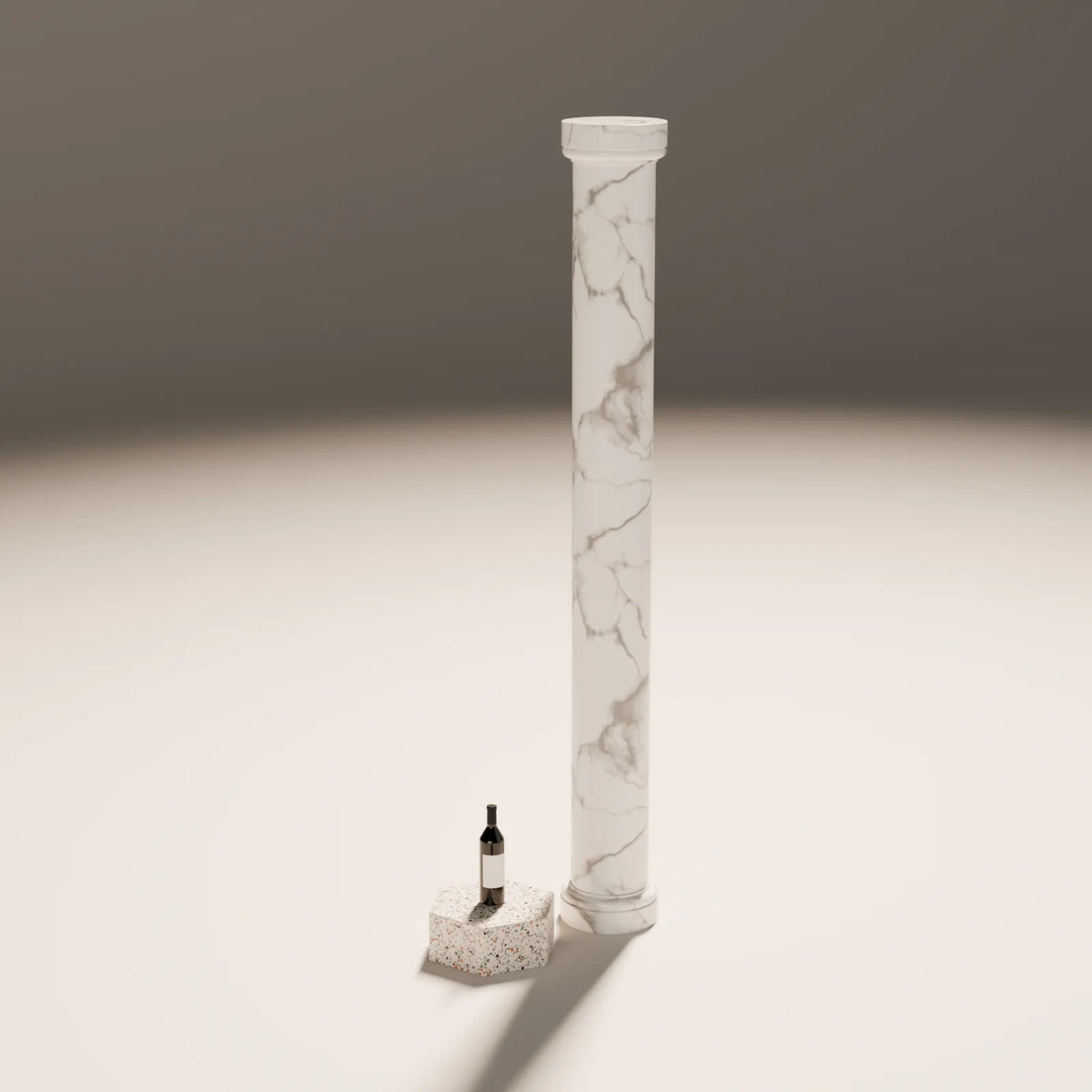 Round Column styled in a Still Studio set with the hex podium and wine bottle (sold separately)