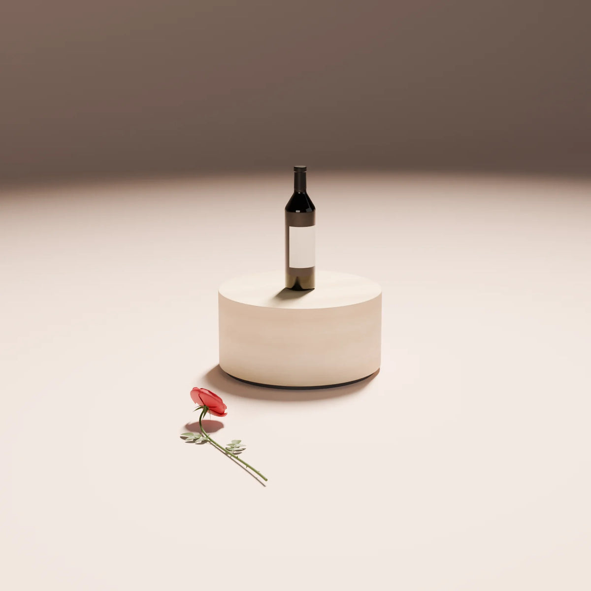 Single Rose styled in a Still Studio set with the drum podium and wine bottle (sold separately)