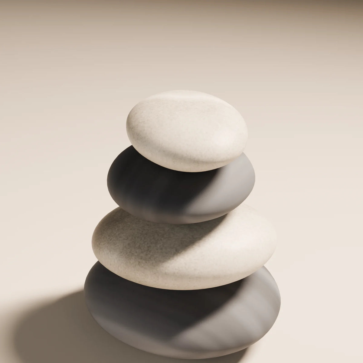 Balanced Stone Stack, close-up detail render