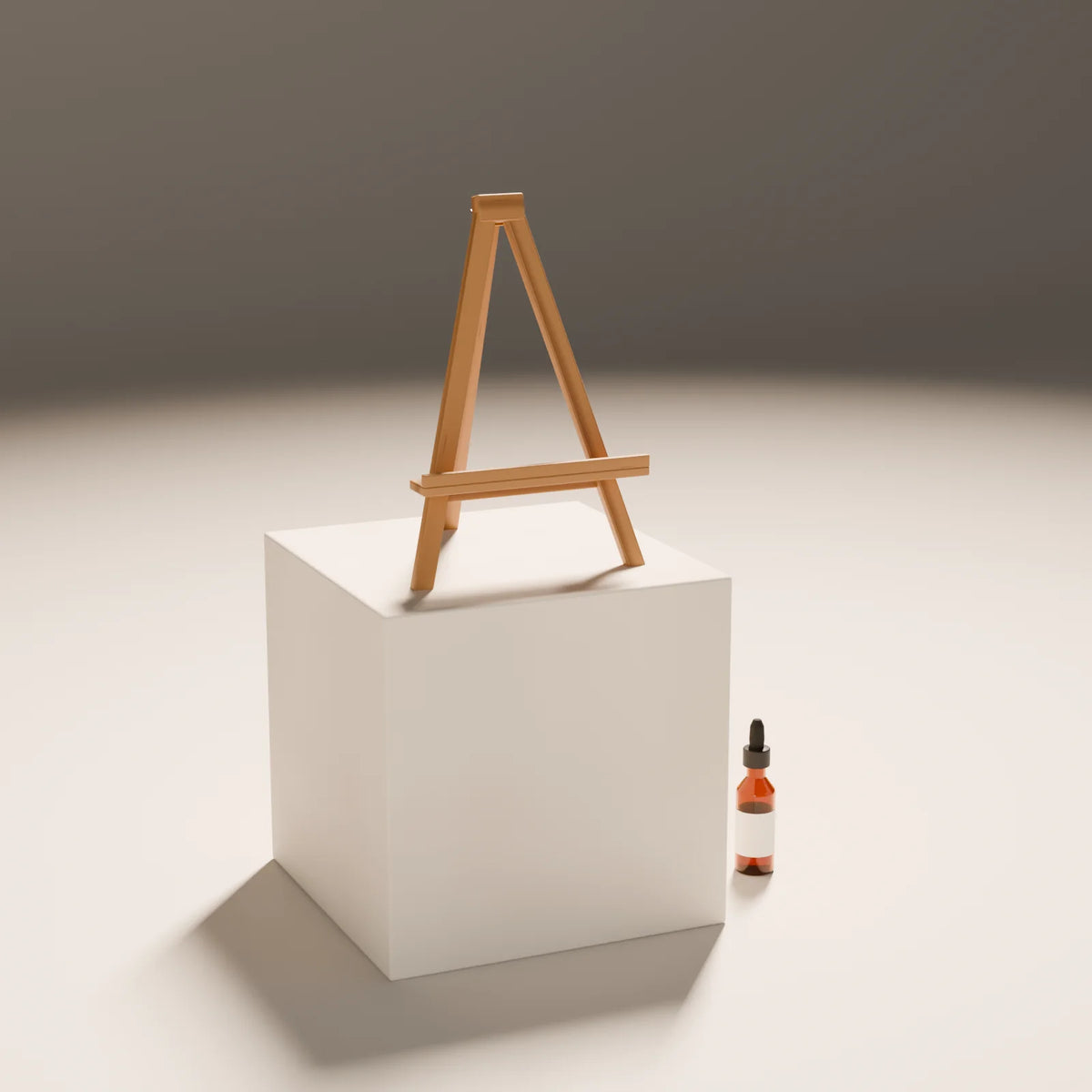 Tabletop Easel styled in a Still Studio set with the block plinth and dropper bottle (sold separately)