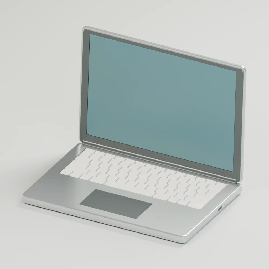 Folio open laptop, Atelier Workspaces 3D asset, studio render