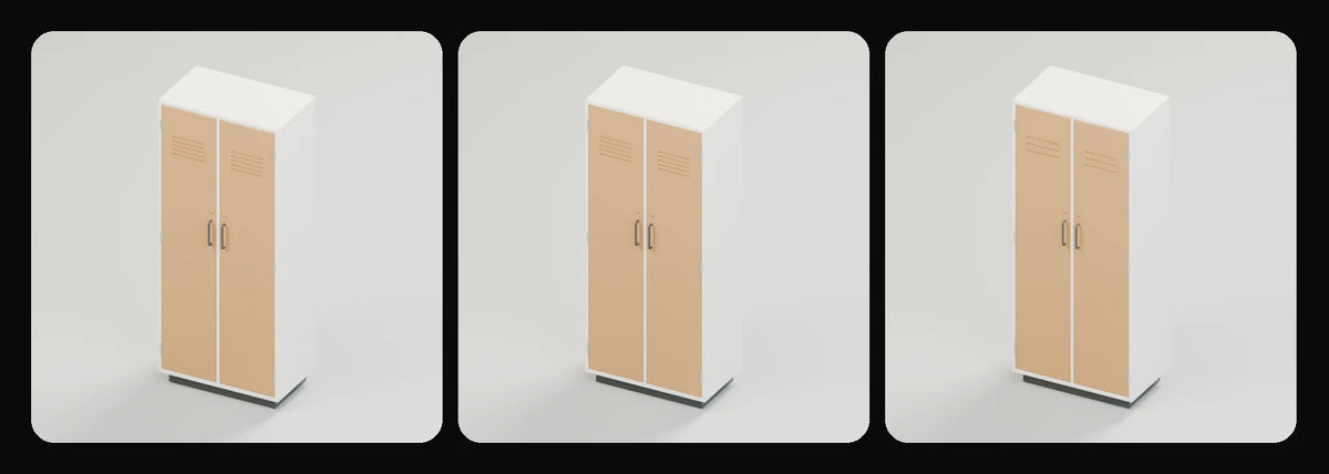 Keep twin locker in its three geometry profiles: Studio, Realtime and Low-poly, left to right