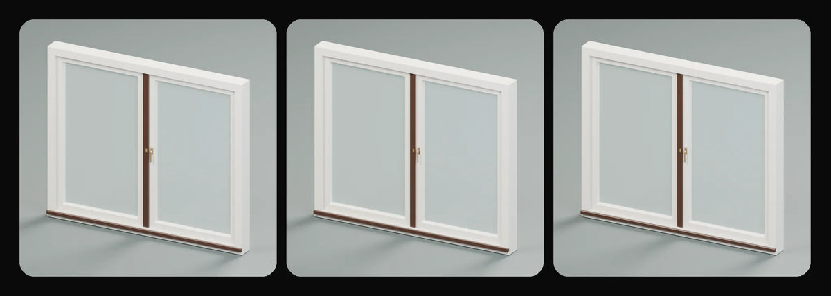 Light window module in its three geometry profiles: Studio, Realtime and Low-poly, left to right