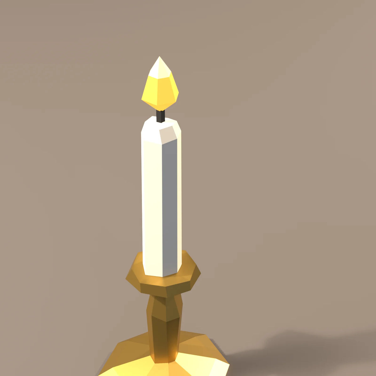 Brass candlestick, close-up detail render