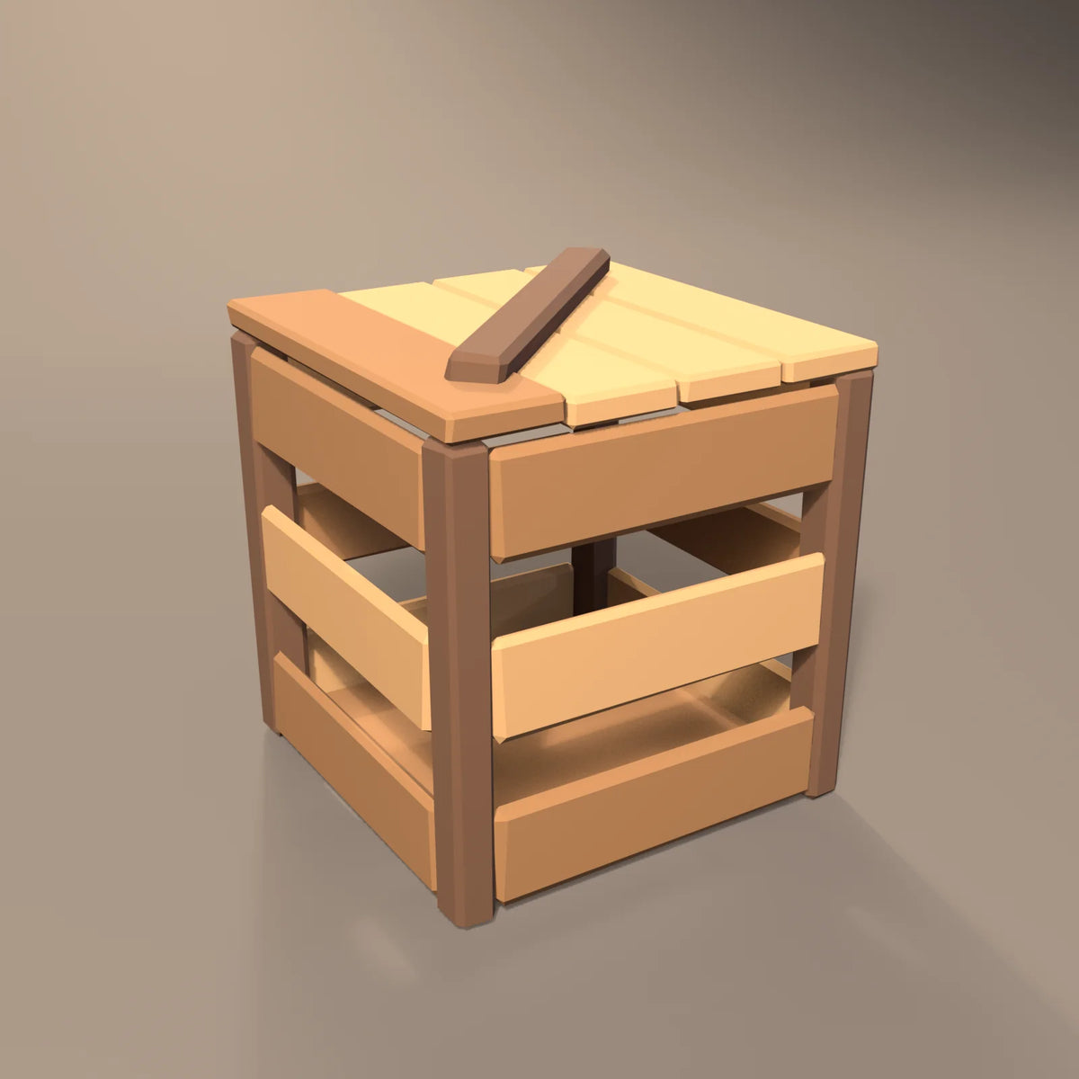 Slatted supply crate, Hearth & Hollow 3D asset, studio render