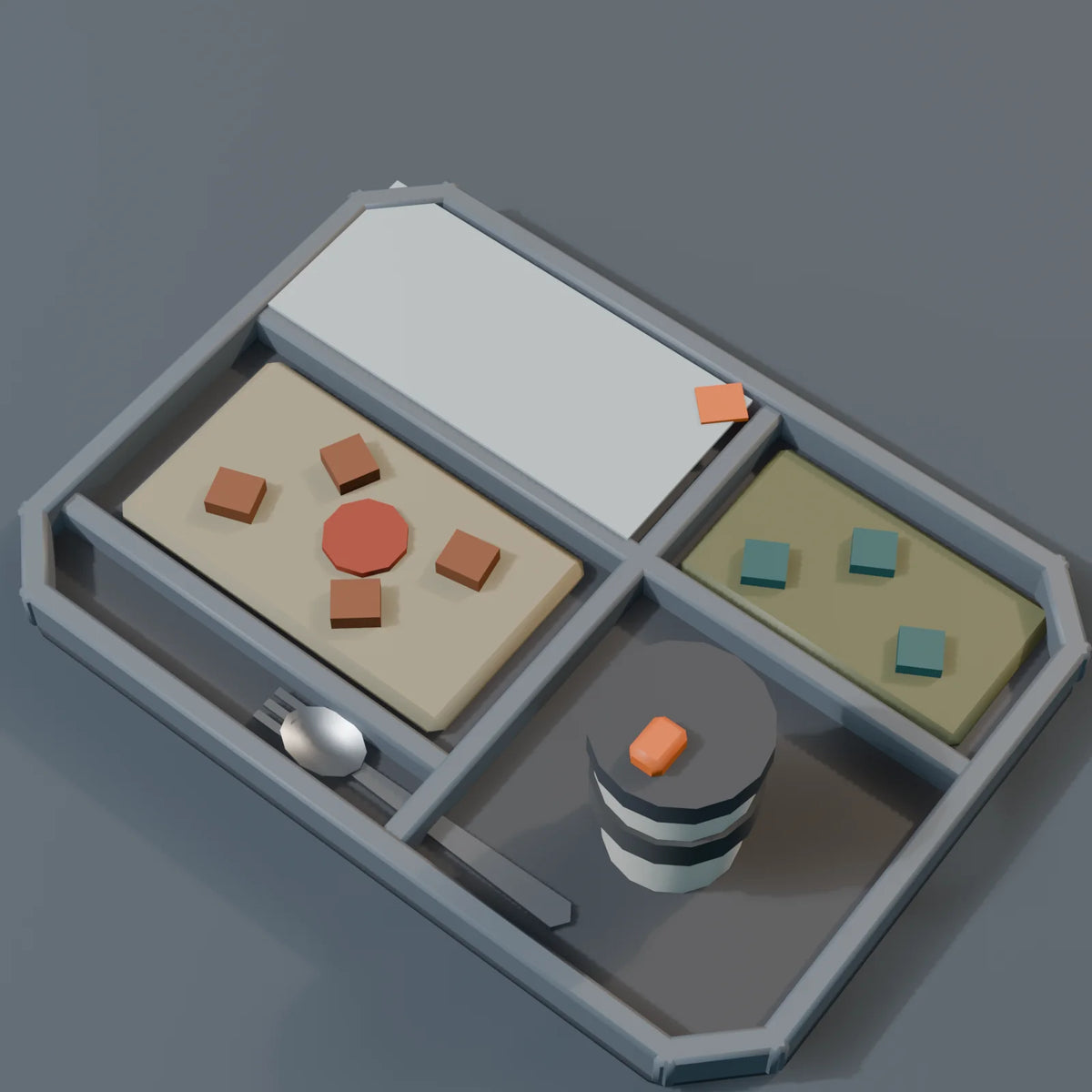 Meal Tray, close-up detail render
