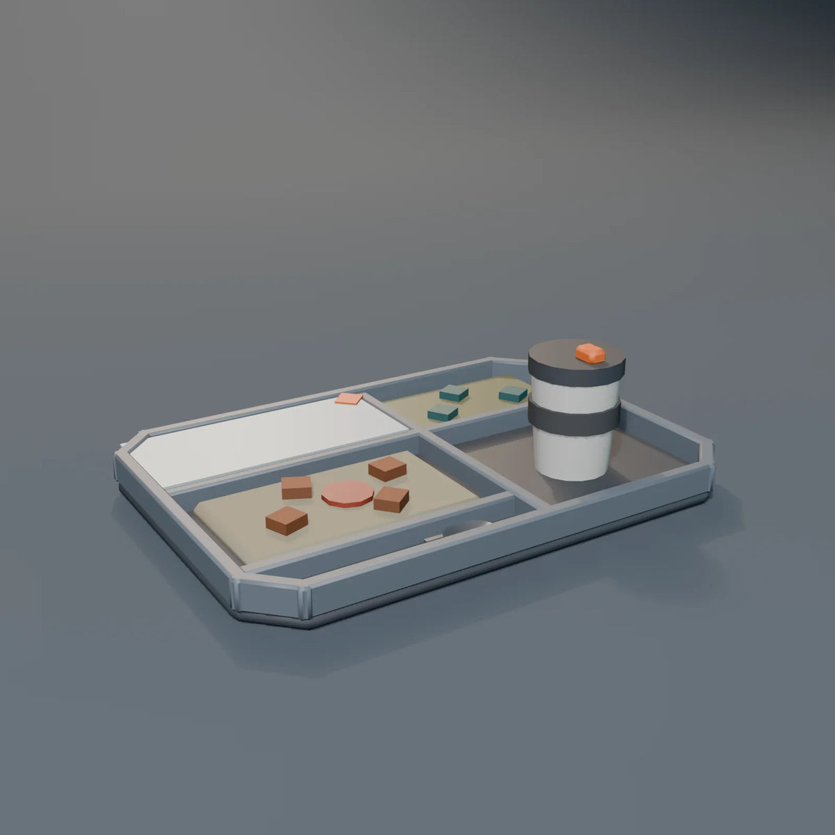 Meal Tray, Kestrel Station 3D asset, studio render