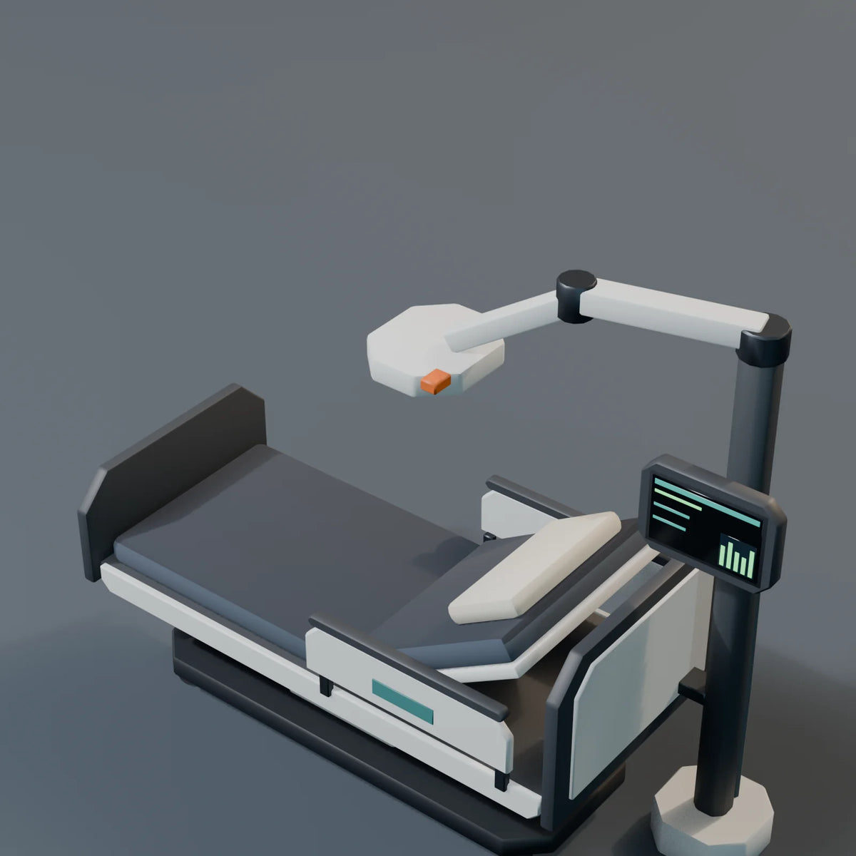 Medical Bed, close-up detail render