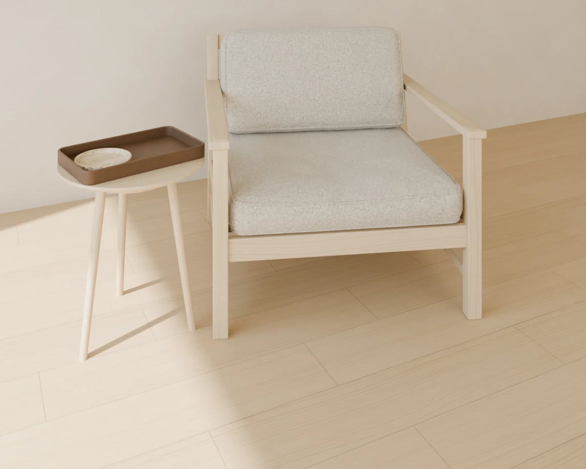 Decorative Tray Set styled in a Linden House room with the round side table and lounge armchair (sold separately)