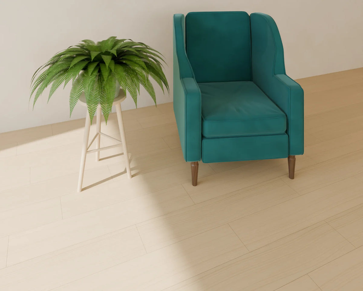 Fern on Plant Stand styled in a Linden House room with the wingback armchair (sold separately)