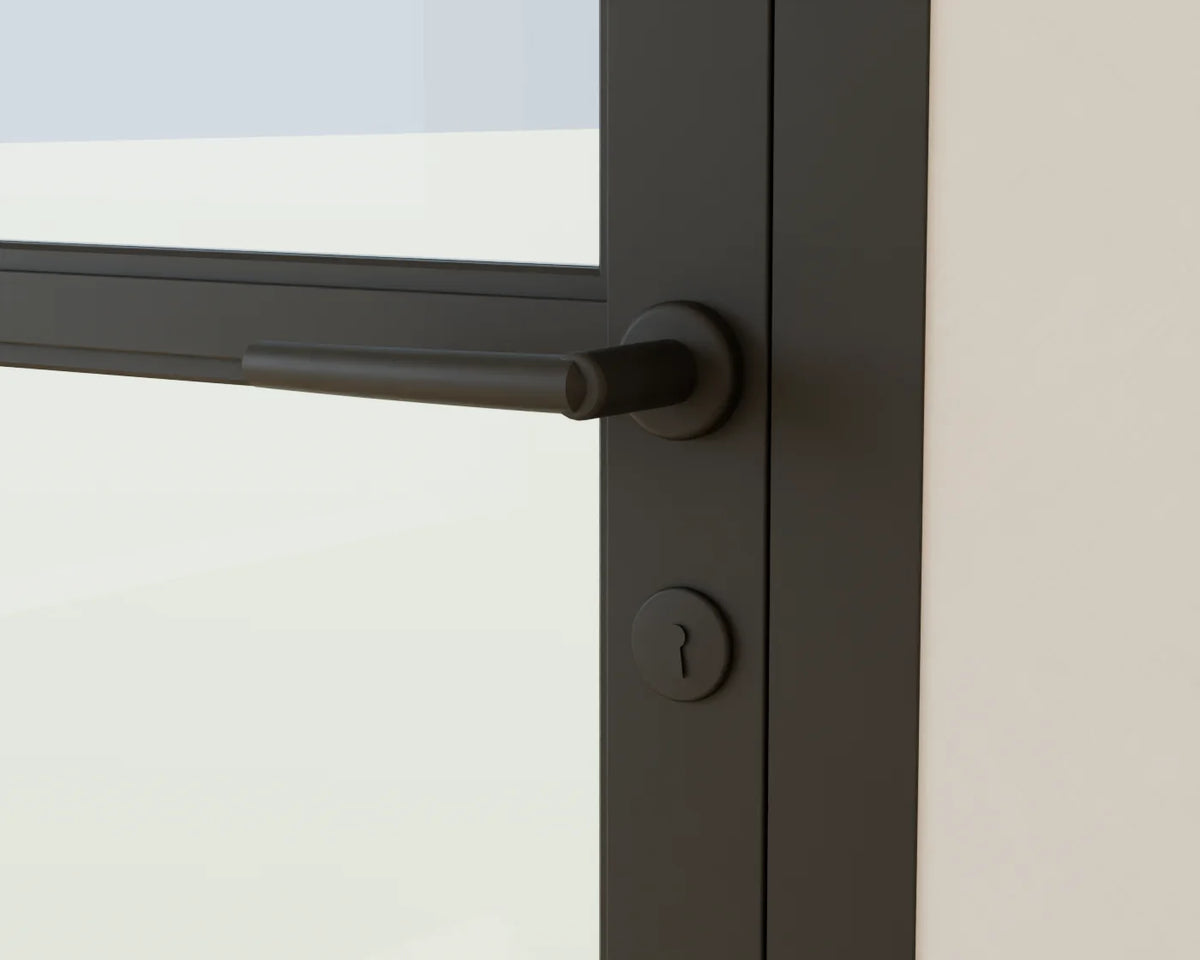 Steel-Framed Glazed Door, close-up detail render
