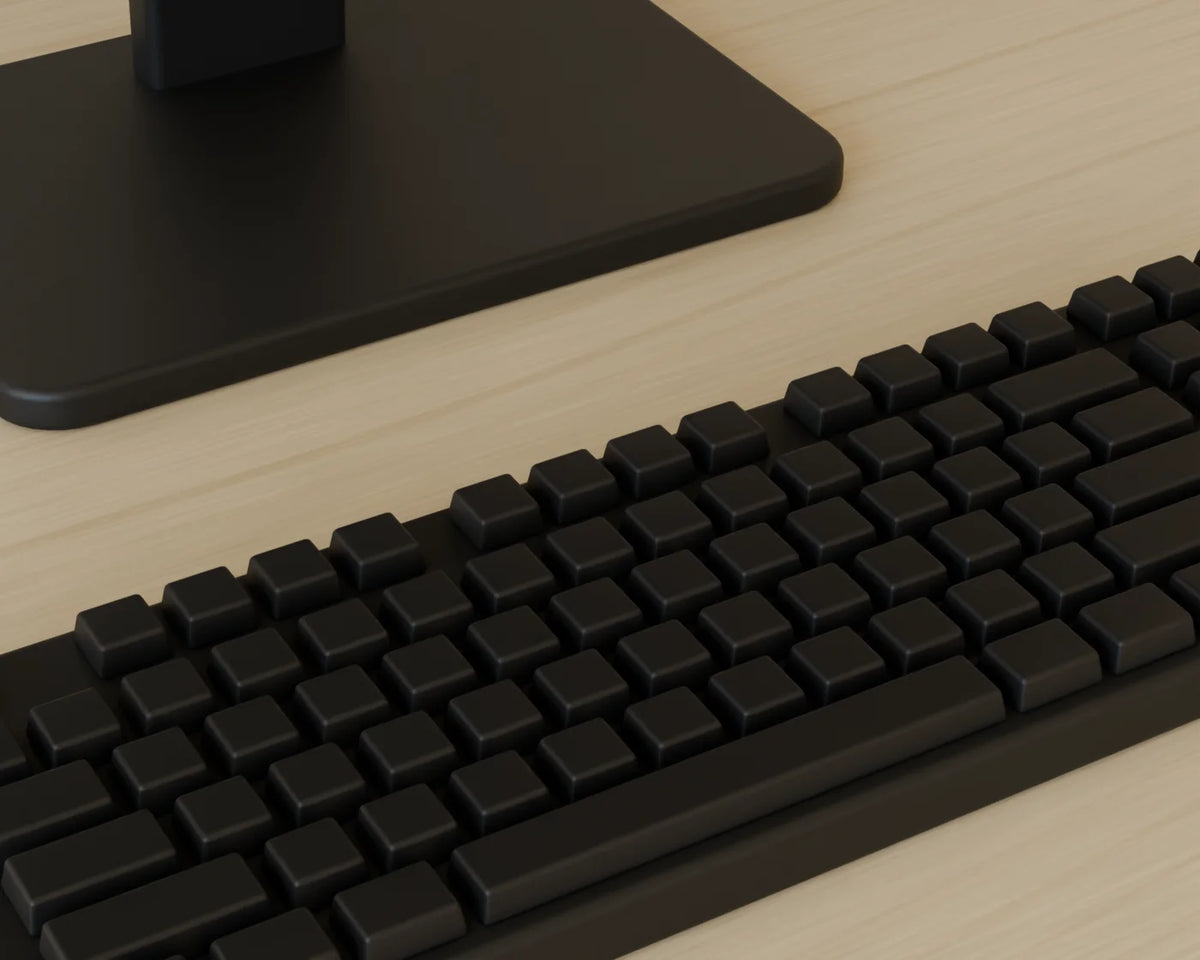 Monitor and Keyboard, close-up detail render