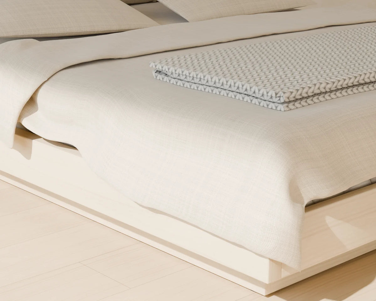 Oak Platform Bed, close-up detail render