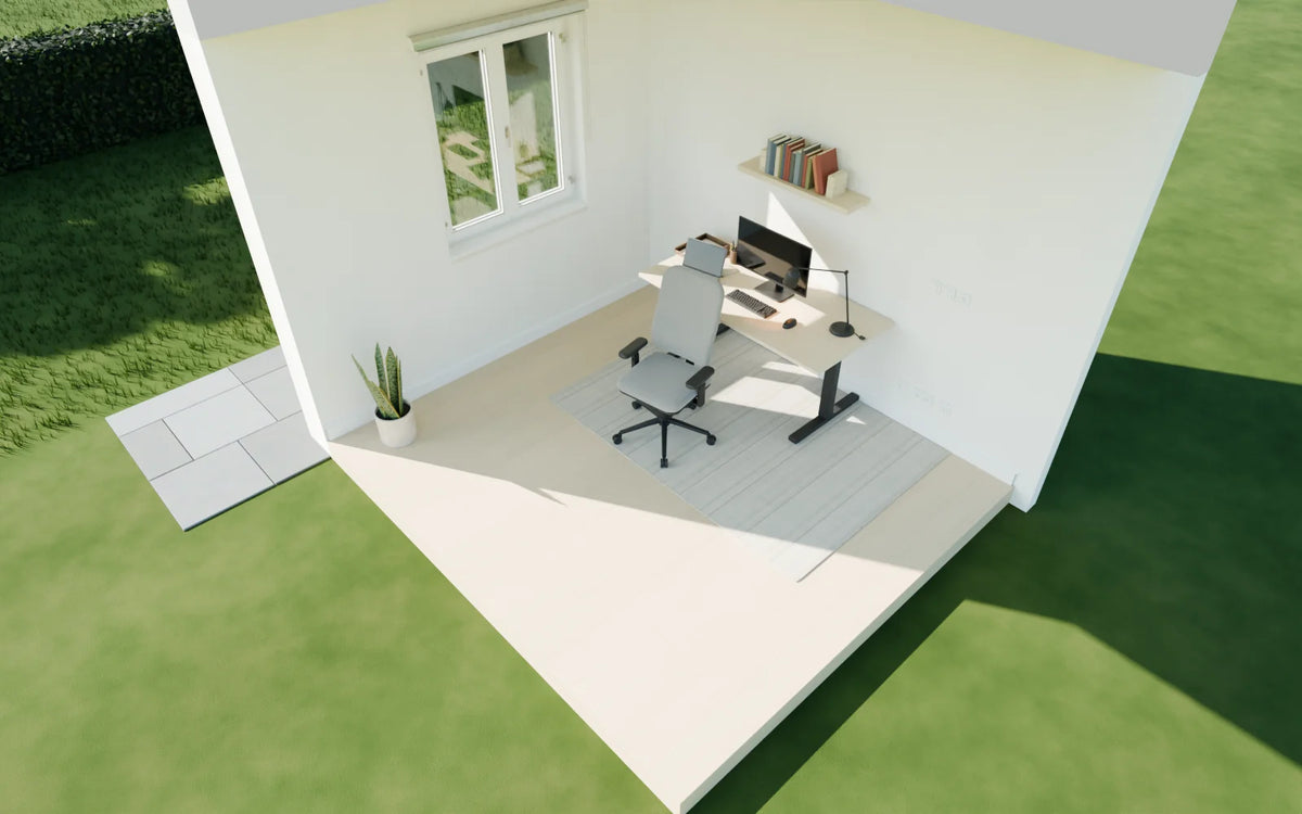 Home Office scene from Linden House, eye-level view (render of the delivered scene)