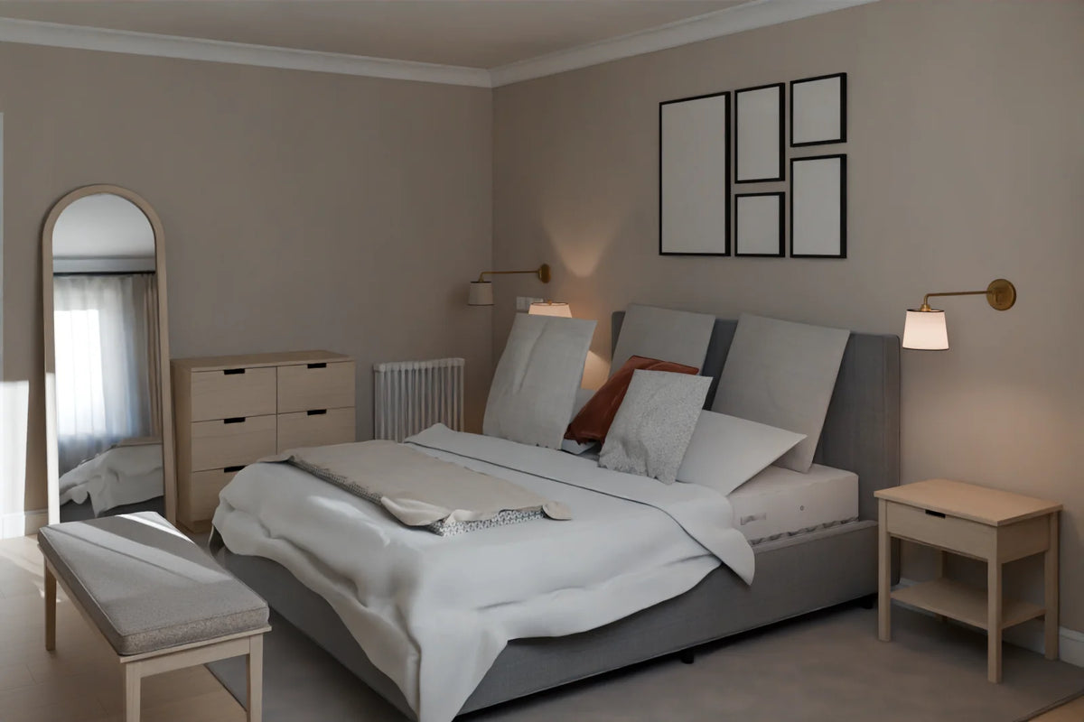 Primary Bedroom scene from Linden House, wide view (render of the delivered scene)