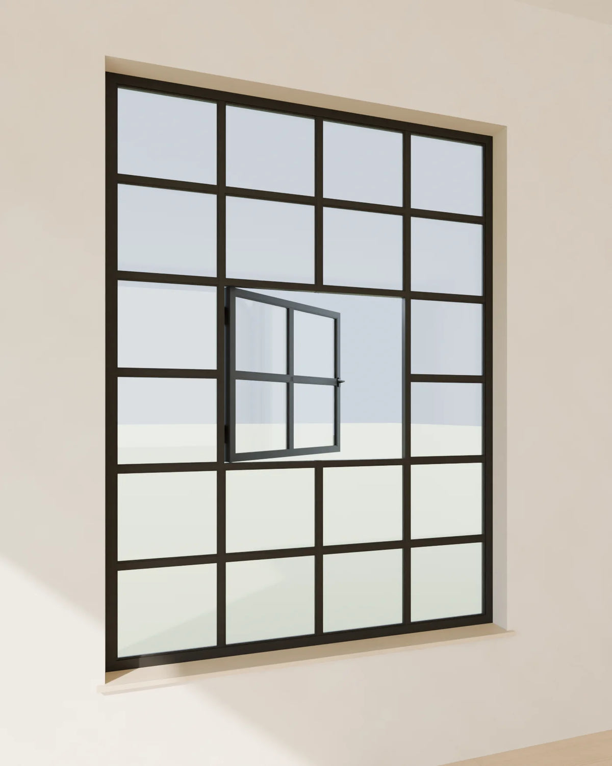 Steel Grid Window, Linden House 3D asset, studio render