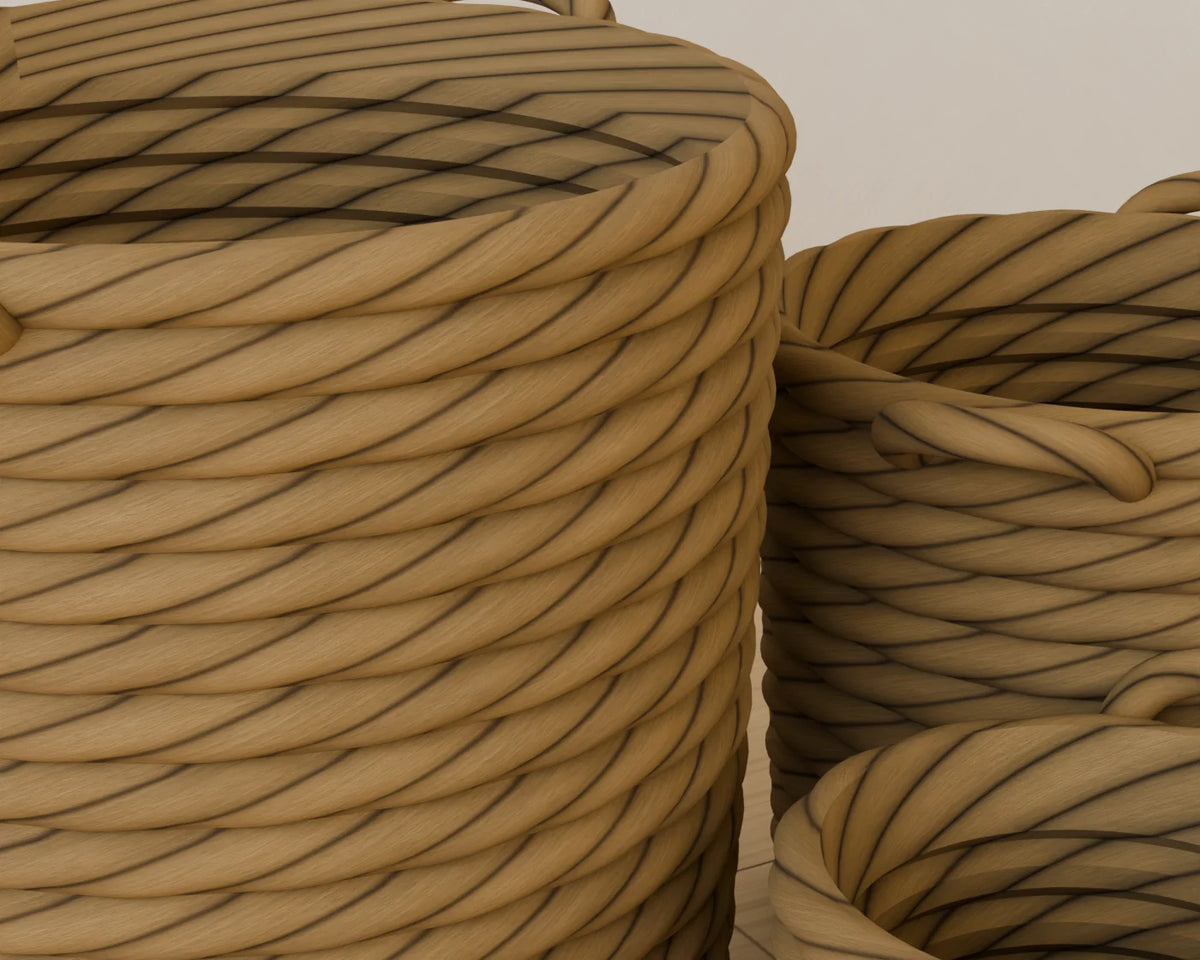 Woven Basket Set, close-up detail render