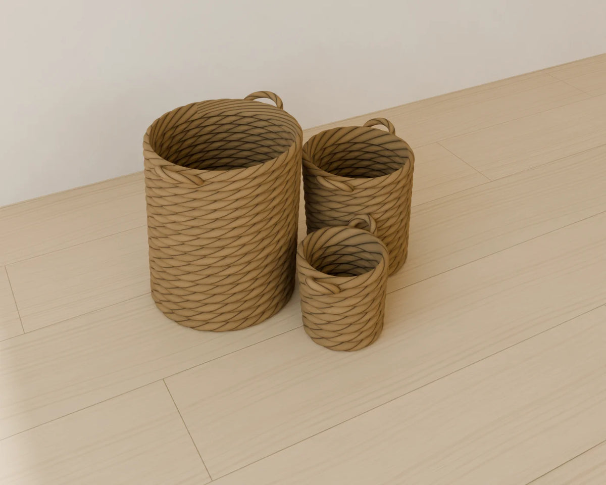 Woven Basket Set, Linden House 3D asset, studio render