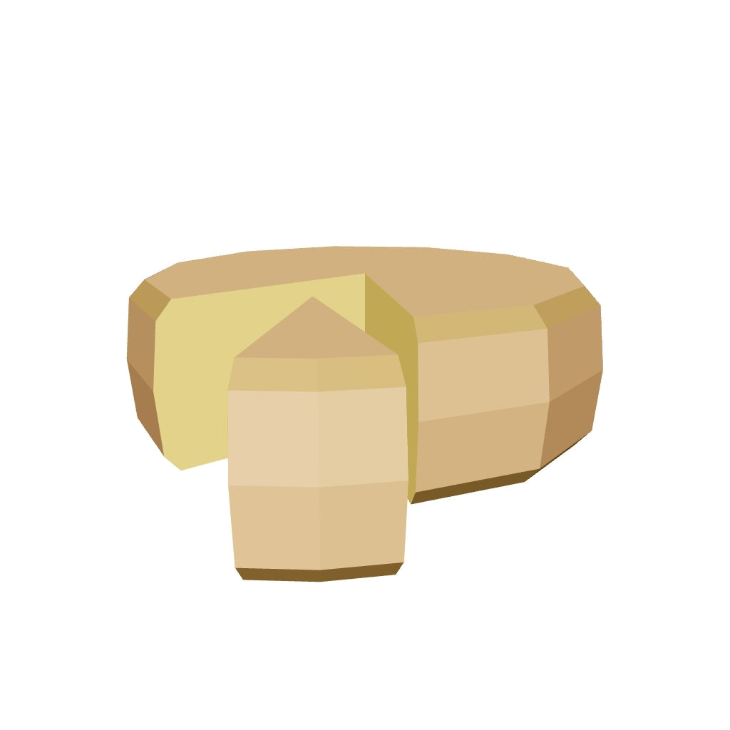 Cut cheese wheel 3D model (the delivered GLB)