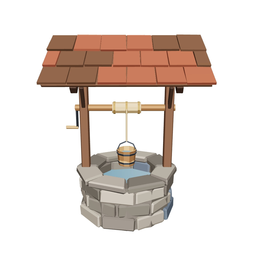 Stone village well 3D model (the delivered GLB)