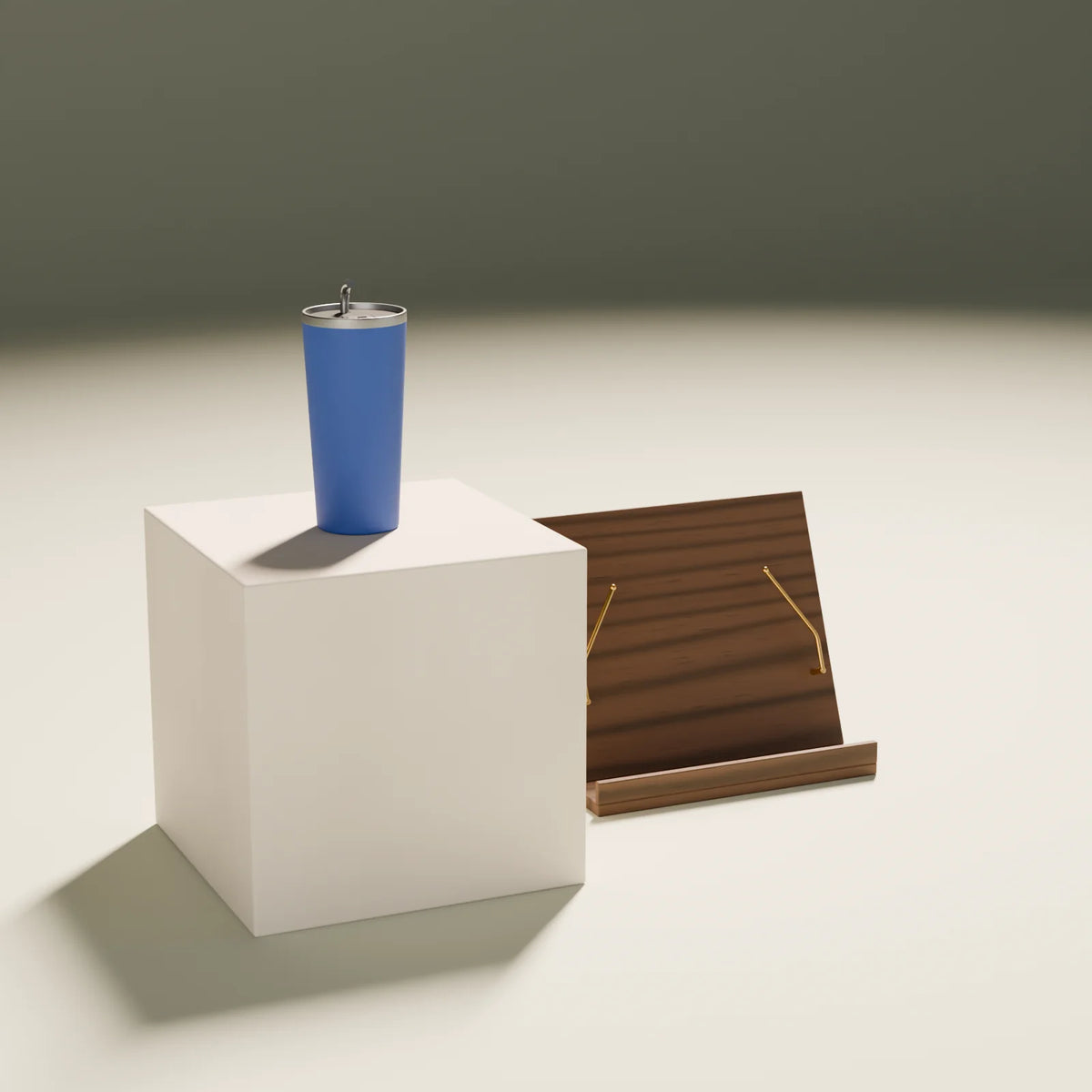 Book Stand styled in a Still Studio set with the block plinth and insulated tumbler (sold separately)