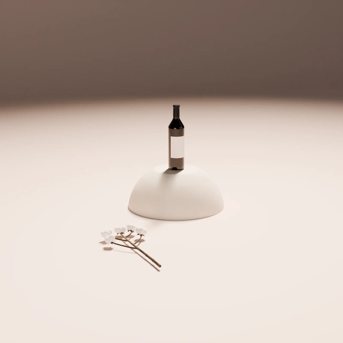 Cotton Stem styled in a Still Studio set with the cut dome podium and wine bottle (sold separately)