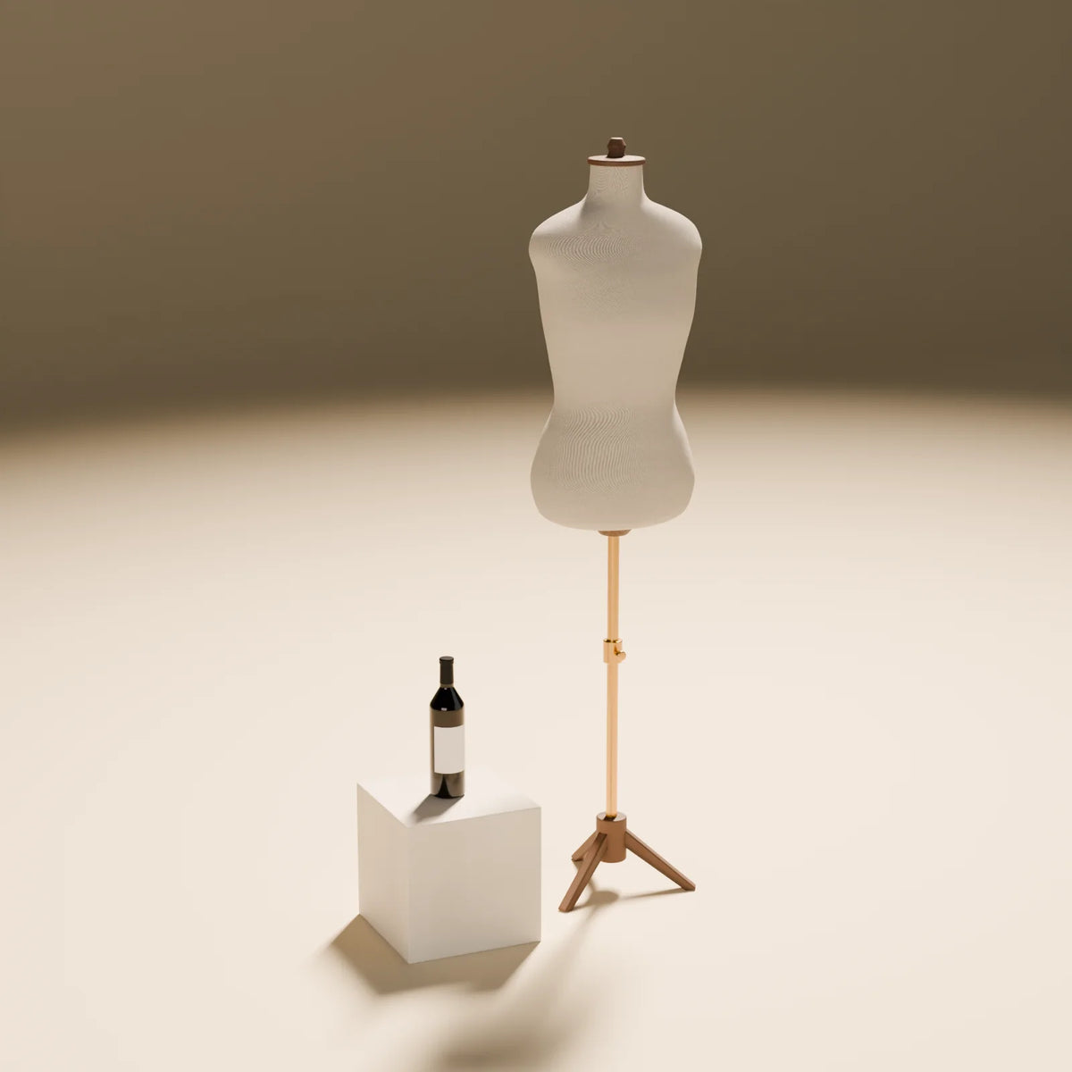 Dress Form styled in a Still Studio set with the block plinth and wine bottle (sold separately)
