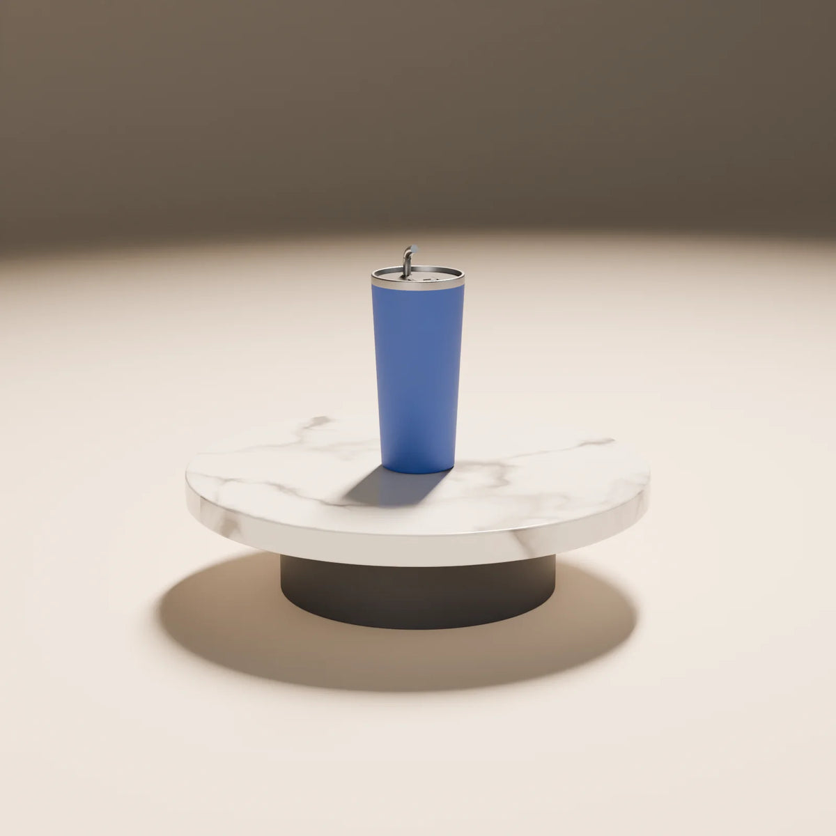 Floating Disc Podium styled in a Still Studio set with the insulated tumbler (sold separately)