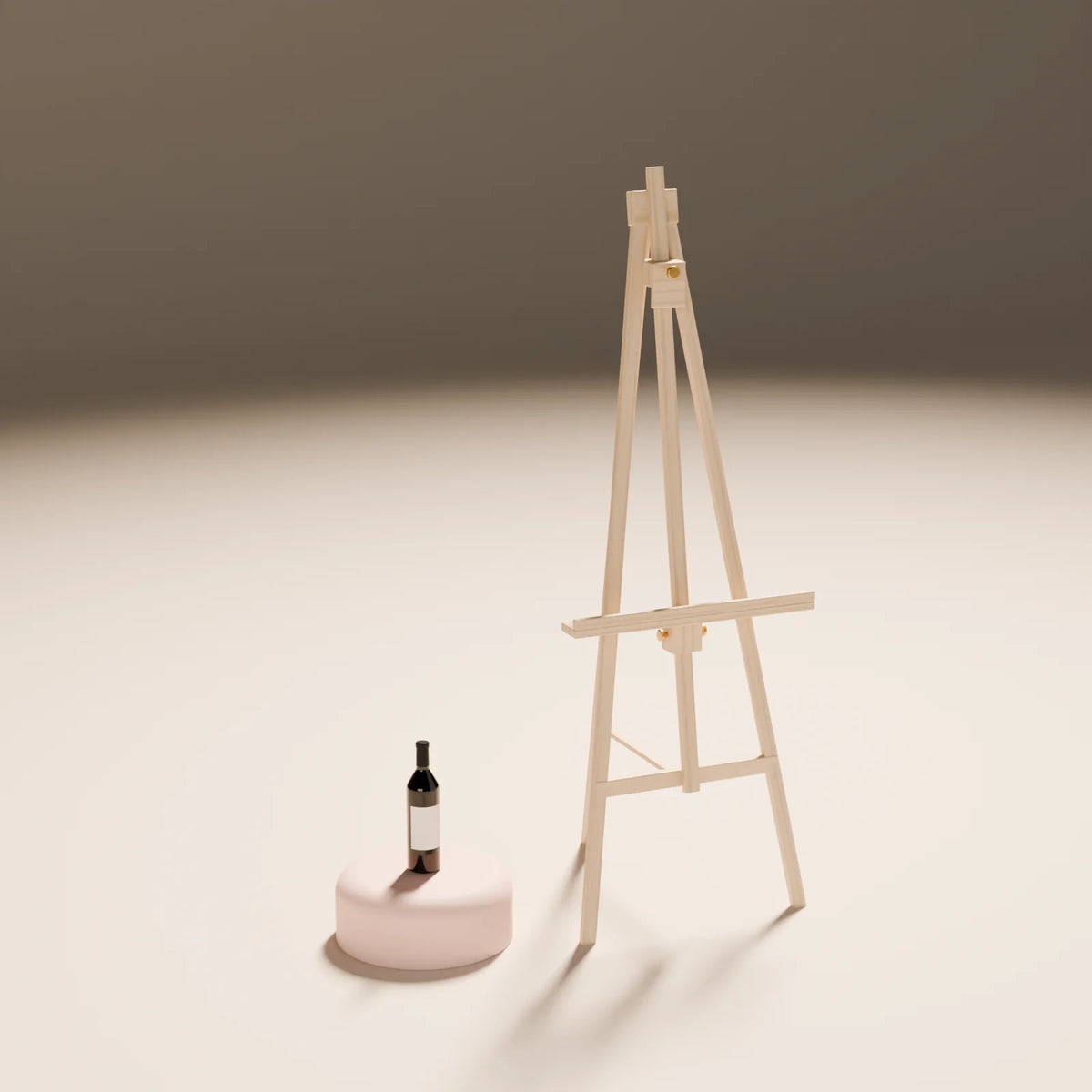 Floor Easel styled in a Still Studio set with the pill podium and wine bottle (sold separately)